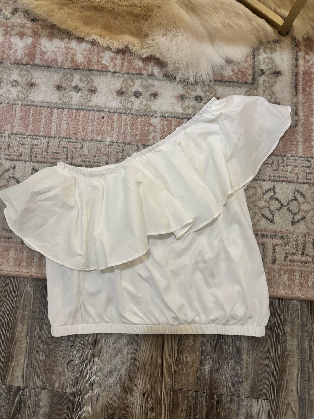 a new day White One-Shoulder Ruffle Tank Top